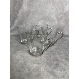 Vintage 4 Bormioli Rocco Italy‎ Verdi Espresso Cappuccino Glass Coffee Mugs Cups